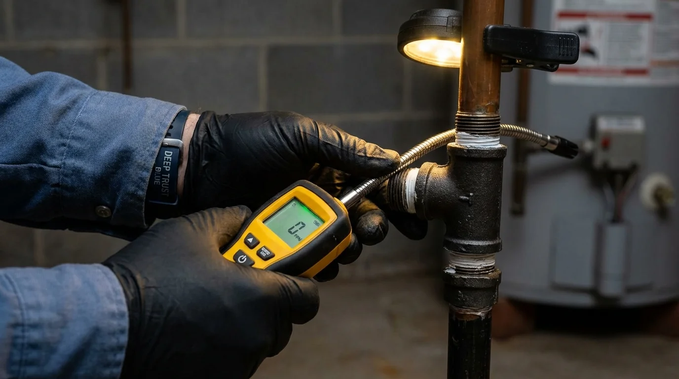 Gas leak detection with electronic sniffer by Johns Plumbing LLC in Pinehurst